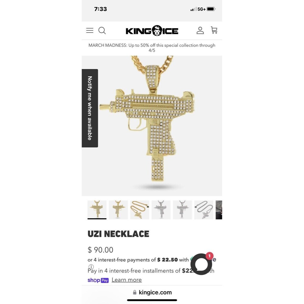 King I’ve Rose gold Uzi necklace